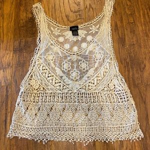 Sheer crochet boho crop top